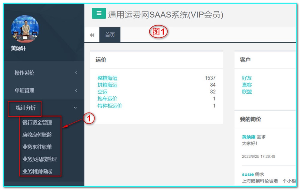 通用運費網UFMS-SAAS貨代系統-統計分析操作指南